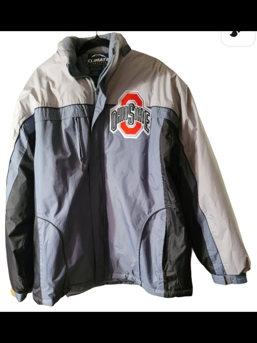 Ohio State Men's Gray & Black Varsity Bomber Jacket In Very Good Condition 2XL